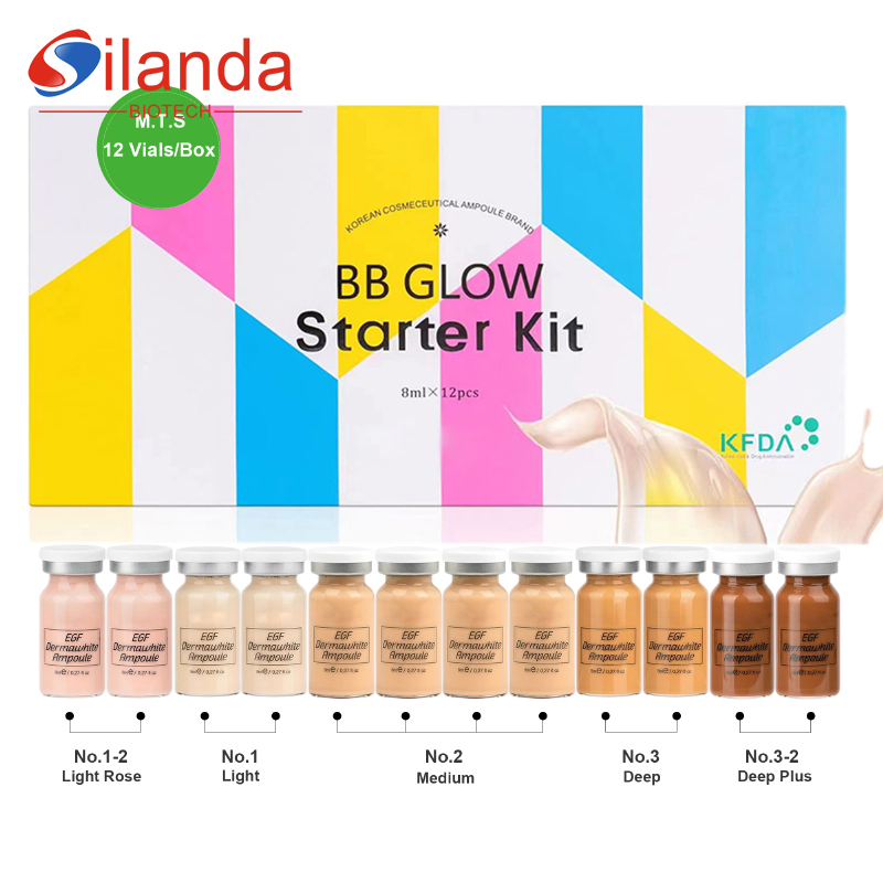 BB Glow Foundation Starter Kit Pigment 8mlx12Vials/Box 5 Types Shade Anti Aging Serum